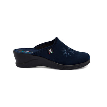 Pantofole blu da donna con decorazione floreale Fly Flot, Ciabatte Donna, SKU p412000955, Immagine 0